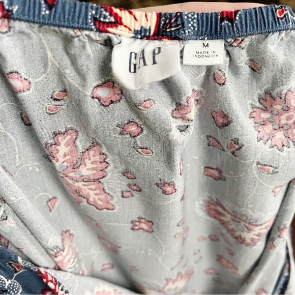 Gap Day Midi Dress Women's Size M Blue/Red Floral – Rayon, Sleeveless, V-Neck - Picture 6 of 12